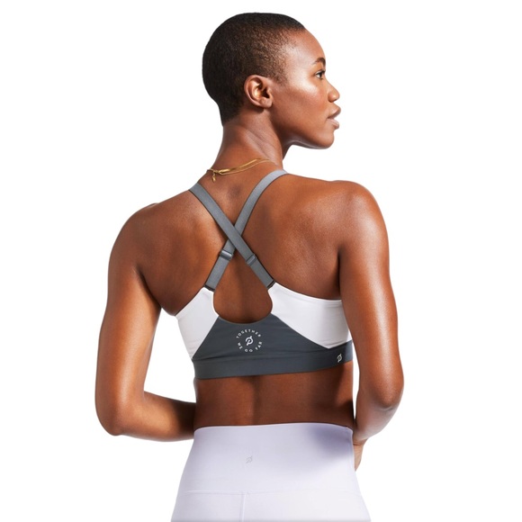Peloton Together We Go Far Grey colour Block Sports Bra Size Small - Picture 2 of 8